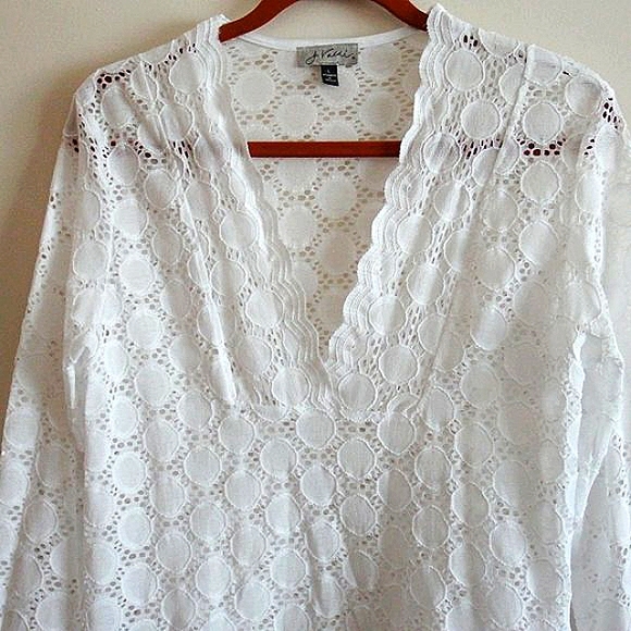 NWT J. Valdi White Lace Cover Up L - Picture 2 of 5